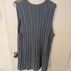VINTAGE Women's Cable Knit Sweater Vest - Blue Size large